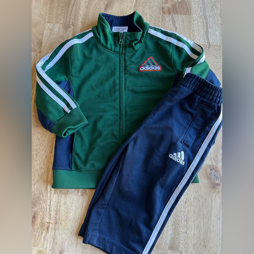 Adidas Boy’s Size 9 Months Blue and Green Zip Up Track Suit LNC